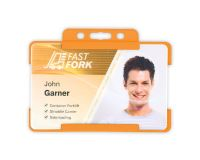 Orange Single-Sided Open Faced ID Card Holders - Landscape (Pack of 100)